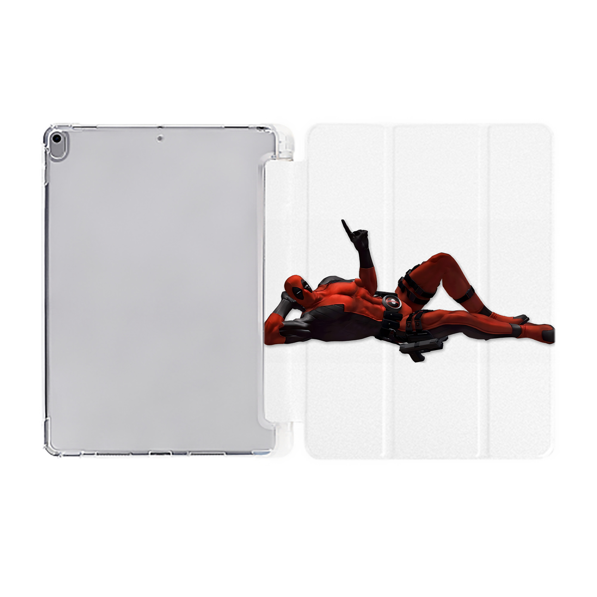 （画像用） Deadpool デッドプール IPad ケース ペン収納付き 三つ折りスタンド PUレザー×シリコン 対応機種9.5/10.5/10.9インチ